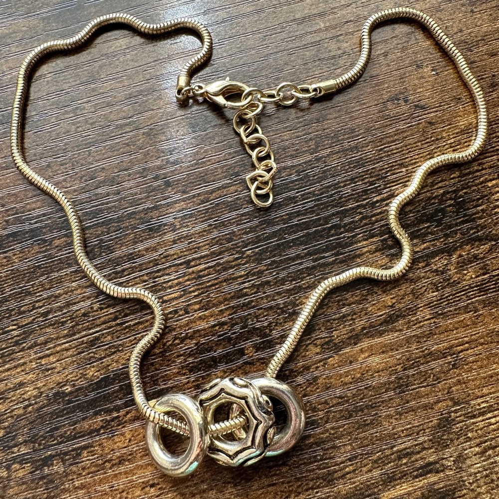 VINTAGE Gold Ring Charms Necklace
